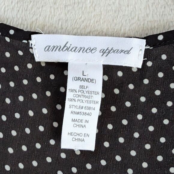 Polka Dot Print Henley Tank Top Women's Large Black White Sheer Babydoll - Picture 4 of 6